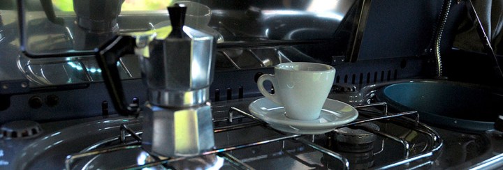 Up at 3.30 for a sunrise that failed to arrive, my first coffee at 5